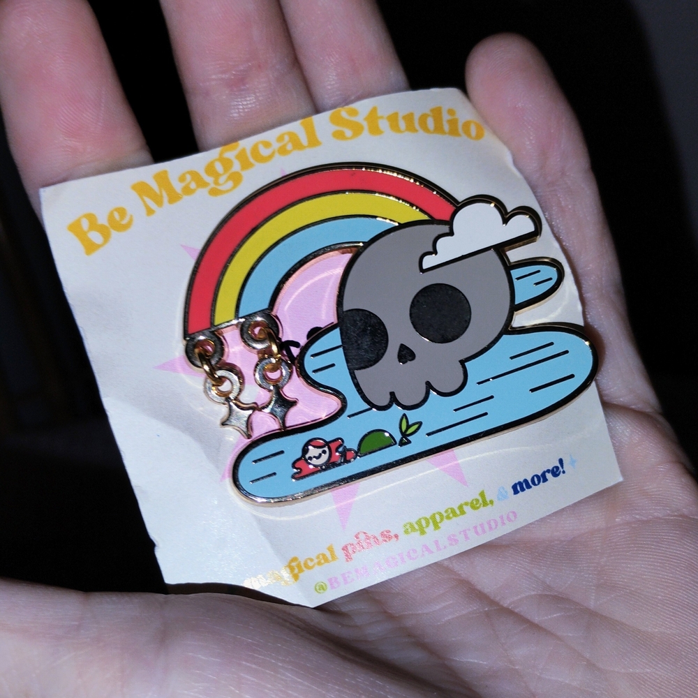 Be Magical Studios Skull Rainbow Enamel Pin New